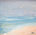 <b>Möwen über der Nordsee</b><br>Technik: Acryl<br>Format: 20 x 20 cm<br>Original