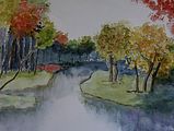 <b>Parklandschaft im Herbst</b><br> Technik: Aquarell<br>Formal: 40 x 50 cm<br> mit Passepartout