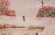 <b>Winterspaziergang</b><br> Technik: Aquarell<br> Format: 20 x 30 cm<br>Original