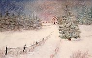 <b>Schneefall</b><br>Technik: Pastell<br>Format: 30 x 40 cm<br> Original